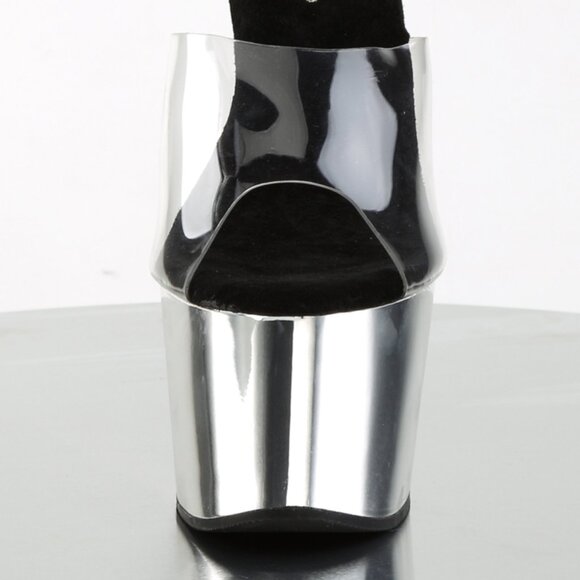 Clear Strap Chrome Platform Heels: Sexy High Heels for Pole Dance & Parties - Picture 2 of 5